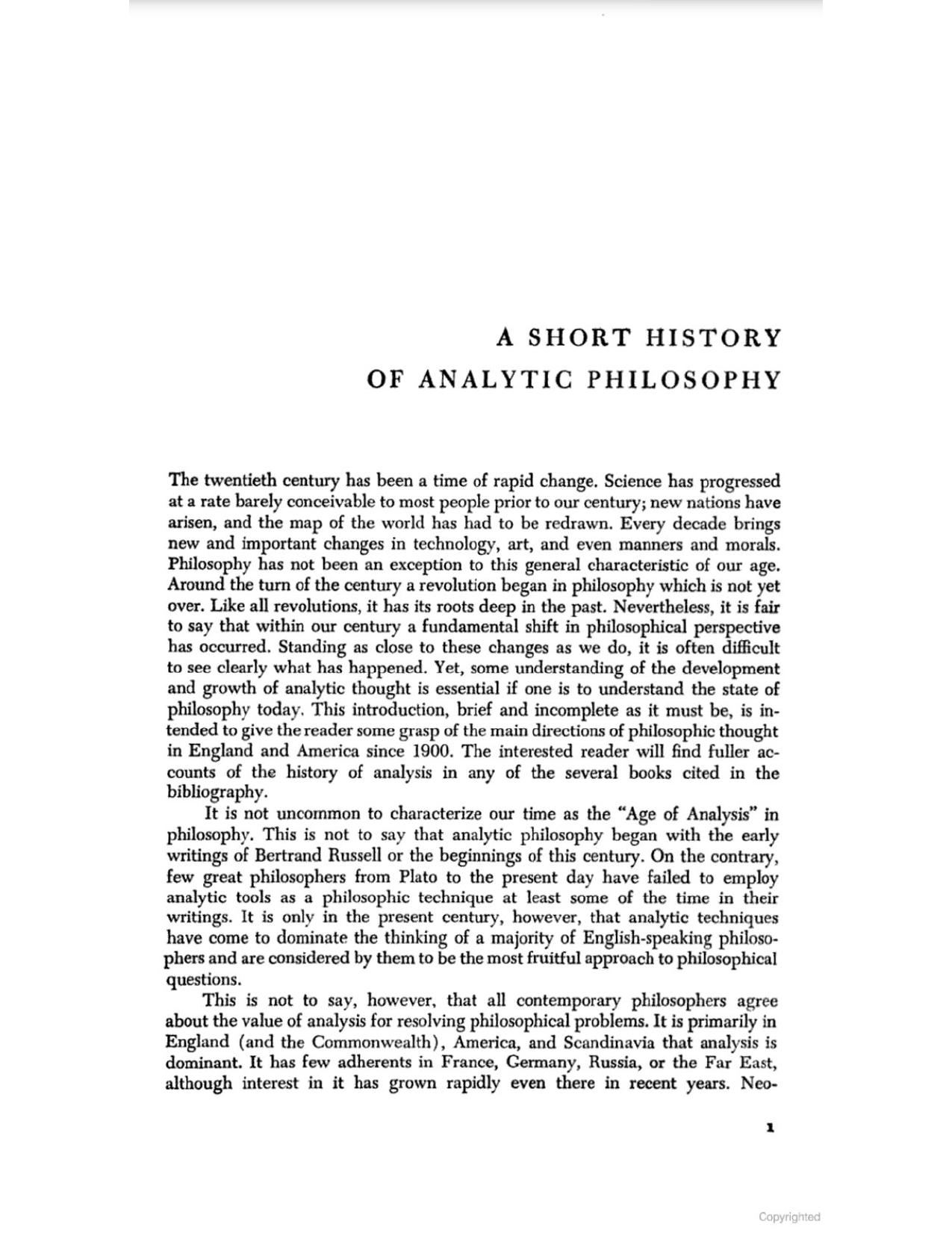 A Short History of Analytic Philosophy by Robert R Ammerman