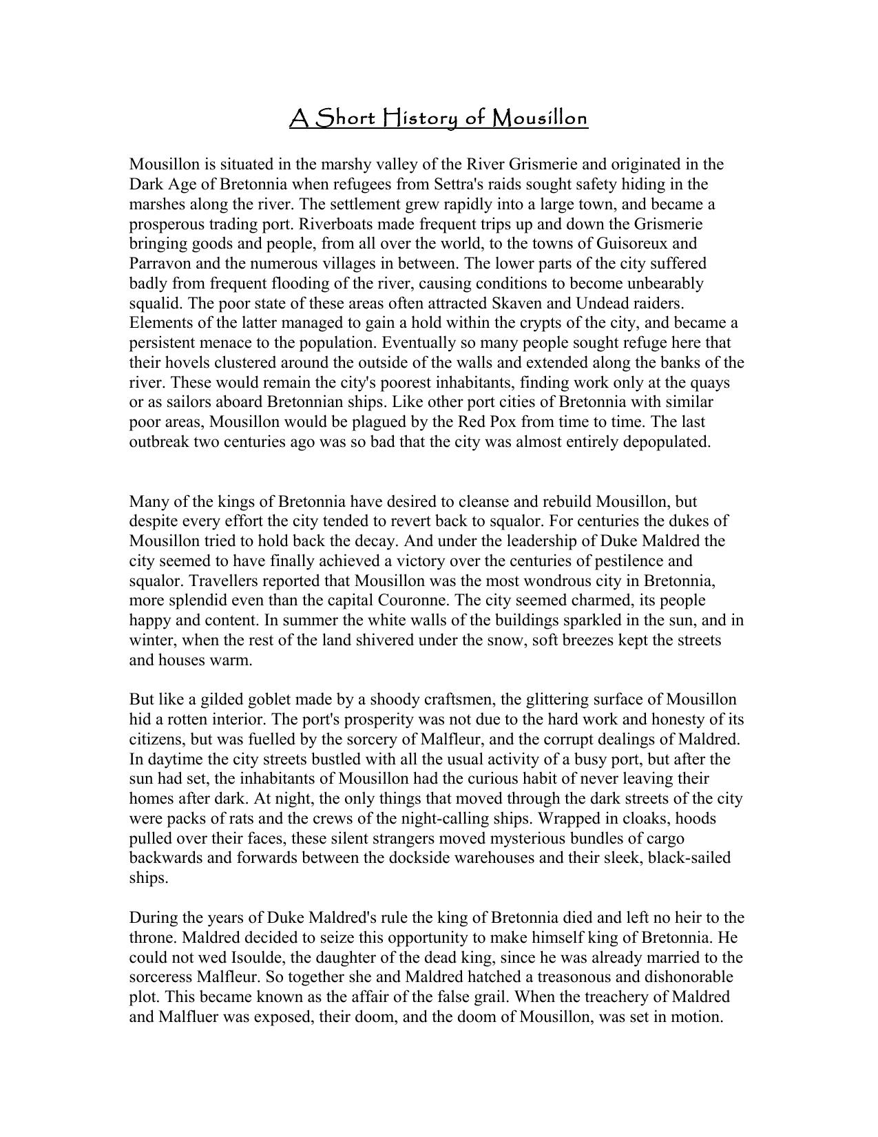 A Short History of Mousillon by Nathaniel