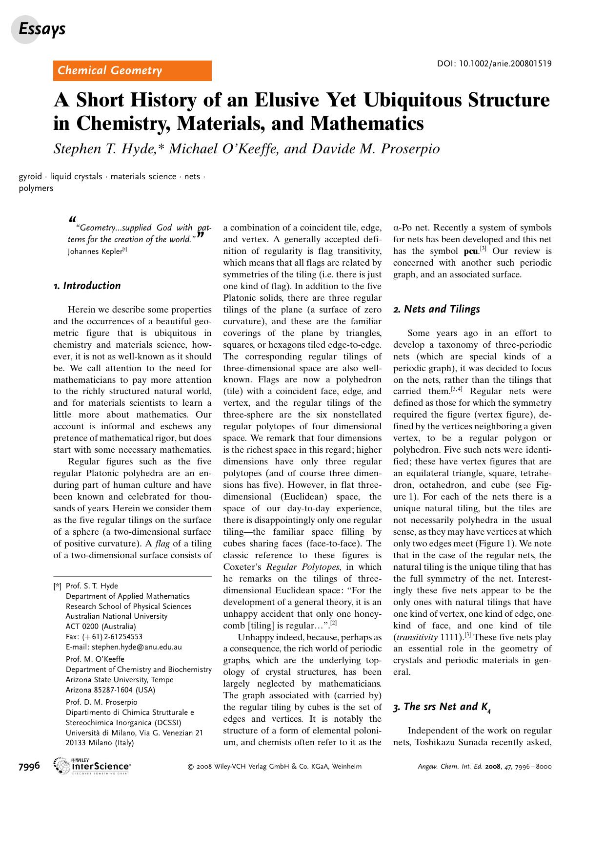 A Short History of an Elusive Yet Ubiquitous Structure in Chemistry, Materials, and Mathematics by Unknown