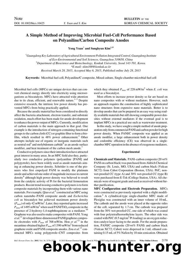 A Simple Method of Improving Microbial Fuel-Cell Performance Based on PolyanilineCarbon Composite Anodes by Unknown