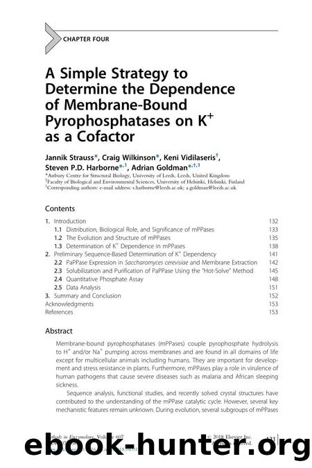 A Simple Strategy to Determine the Dependence of Membrane-Bound Pyrophosphatases on K+ as a Cofactor by Jannik Strauss & Craig Wilkinson & Keni Vidilaseris & Steven P.D. Harborne & Adrian Goldman