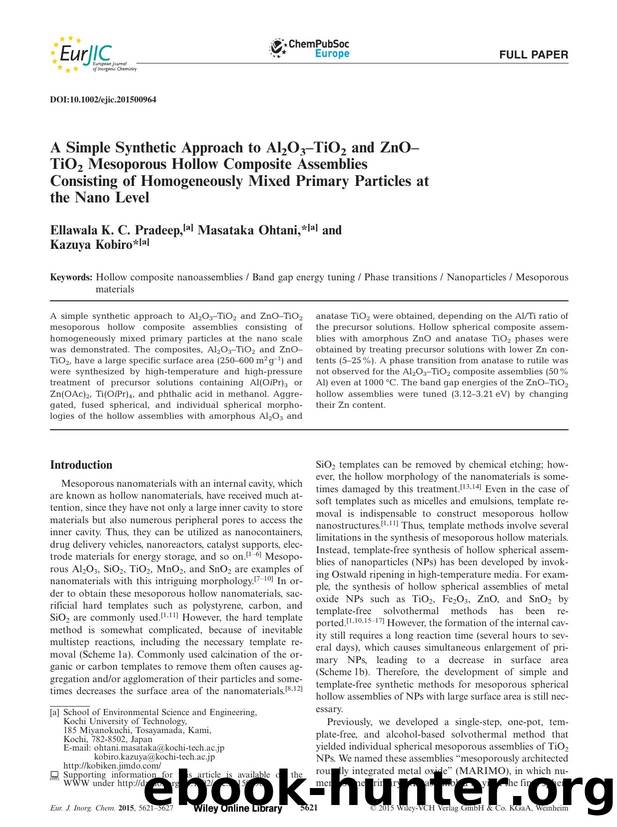 A Simple Synthetic Approach to Al2O3TiO2 and ZnOTiO2 Mesoporous Hollow Composite Assemblies Consisting of Homogeneously Mixed Primary Particles at the Nano Level by Unknown