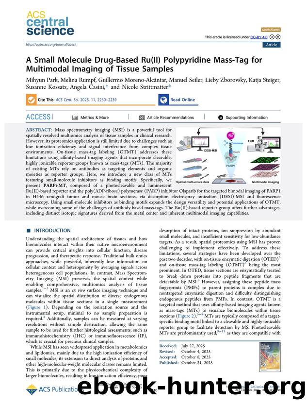 A Small Molecule Drug-Based Ru(II) Polypyridine Mass-Tag for Multimodal Imaging of Tissue Samples by unknow