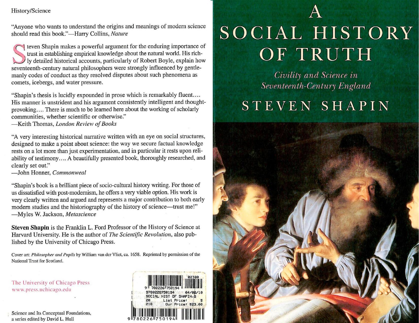 A Social History of Truth: Civility and Science in Seventeenth-Century England by Steven Shapin