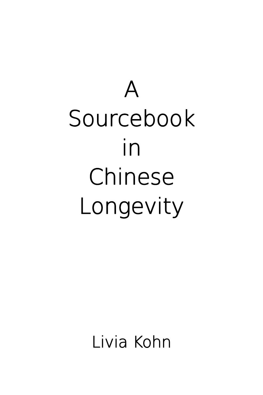 A Sourcebook in Chinese Longevity by Livia Kohn