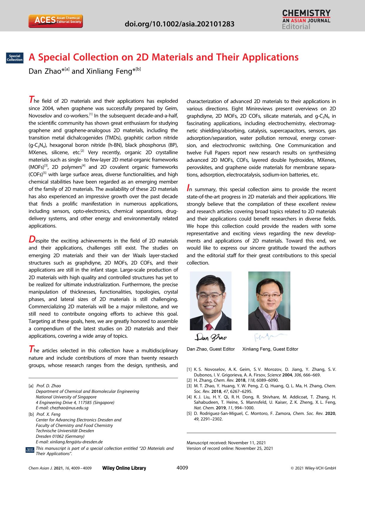 A Special Collection on 2D Materials and Their Applications by Unknown