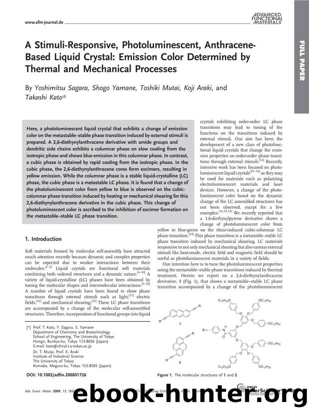 A Stimuli-Responsive, Photoluminescent, Anthracene-Based Liquid Crystal: Emission Color Determined by Thermal and Mechanical Processes by Unknown