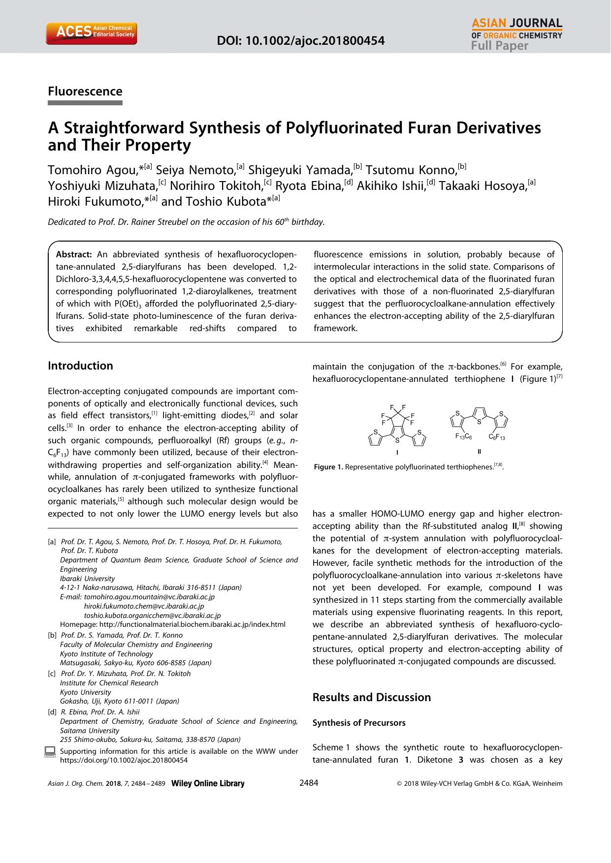 A Straightforward Synthesis of Polyfluorinated Furan Derivatives and Their Property by Unknown