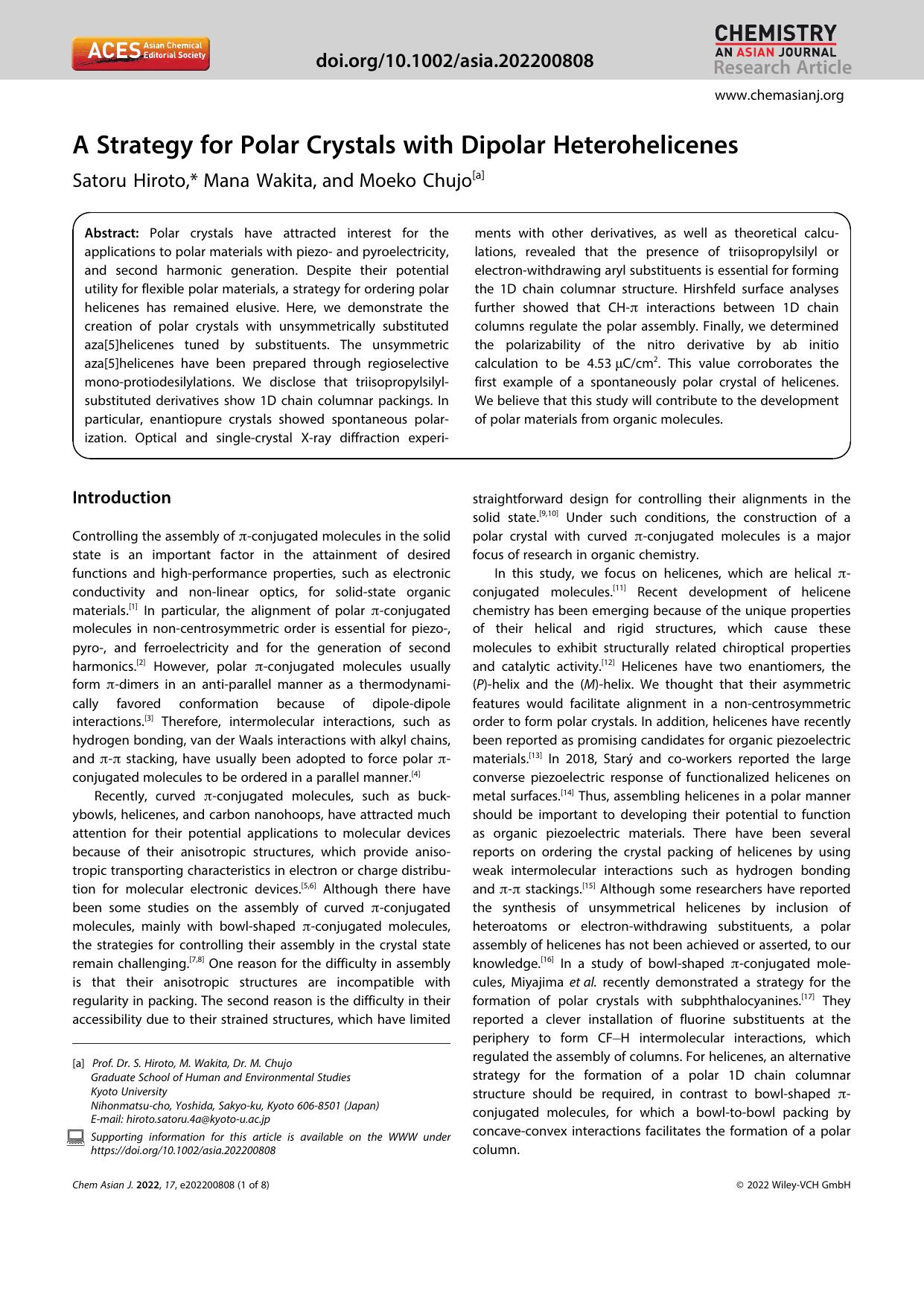 A Strategy for Polar Crystals with Dipolar Heterohelicenes by Unknown