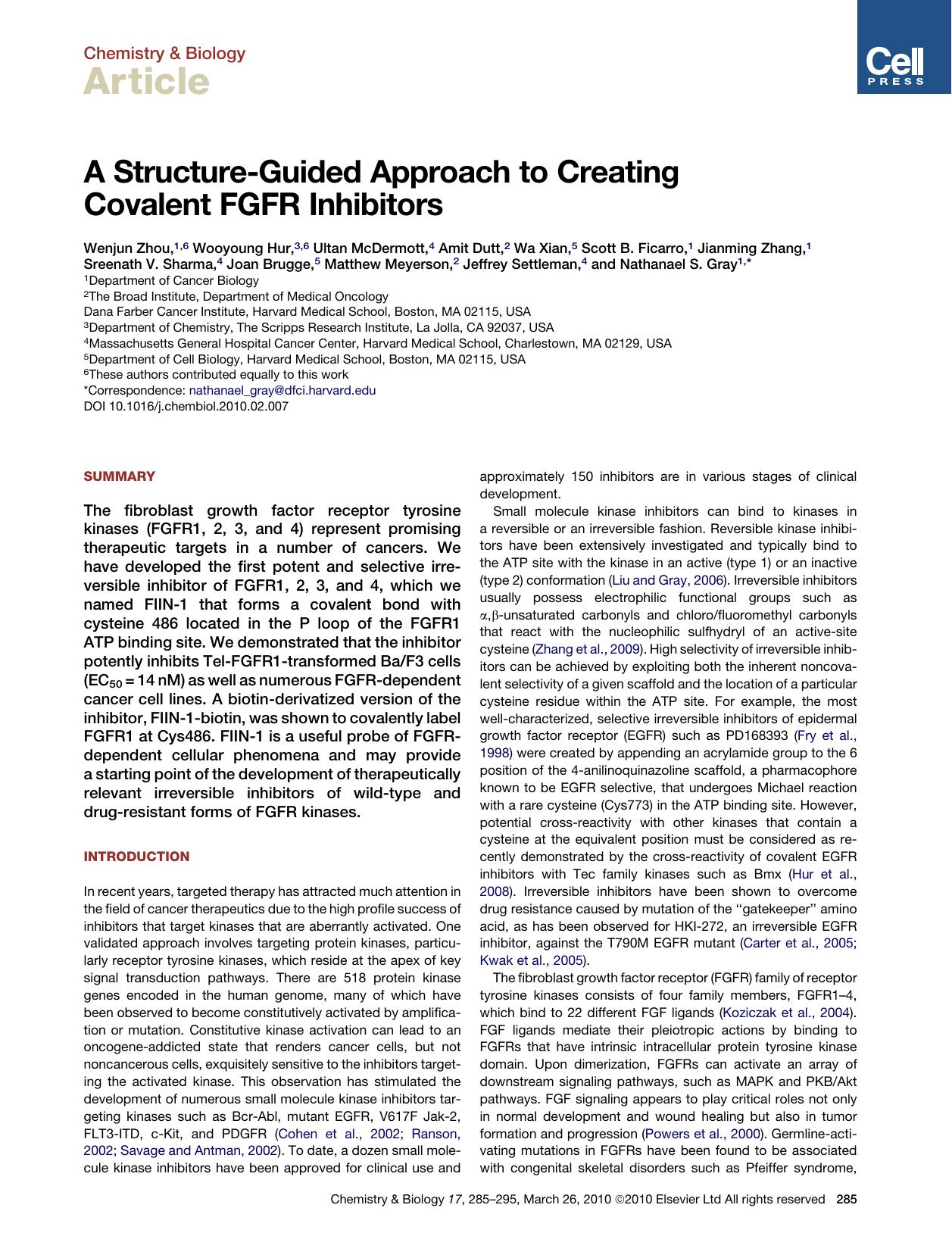 A Structure-Guided Approach to Creating Covalent FGFR Inhibitors by unknow