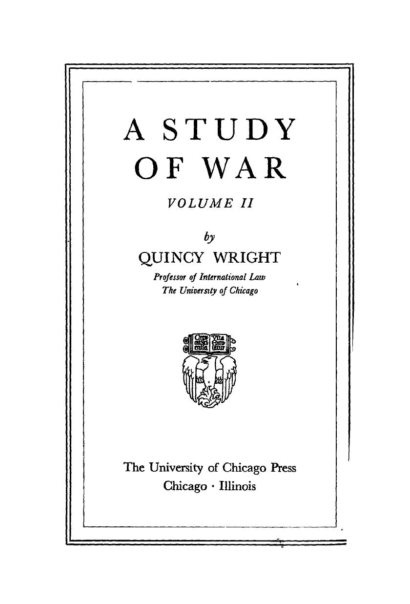A Study of War (Volume II) by Wright Quincy
