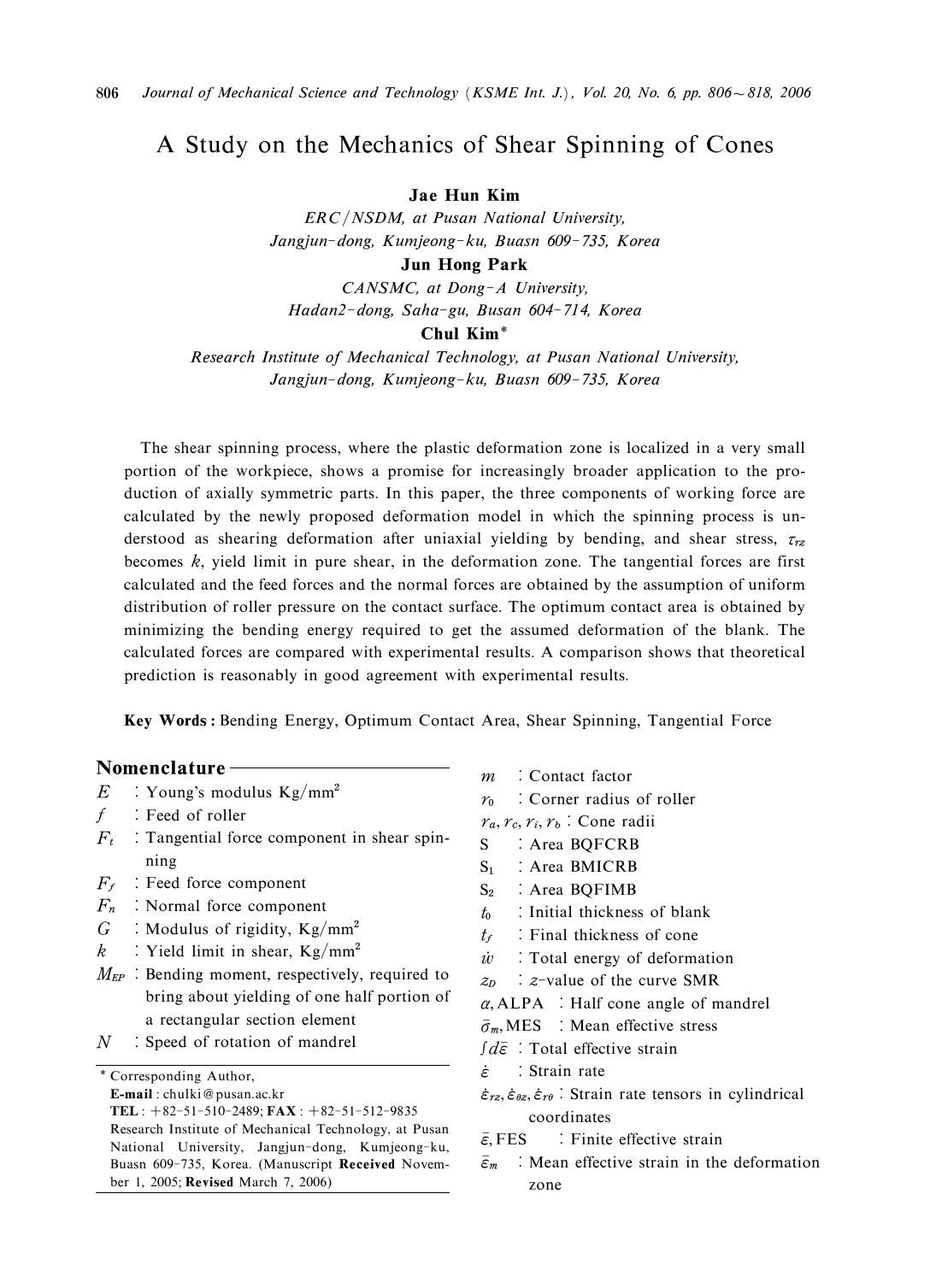 A Study on the mechanics of shear spinning of cones by Unknown