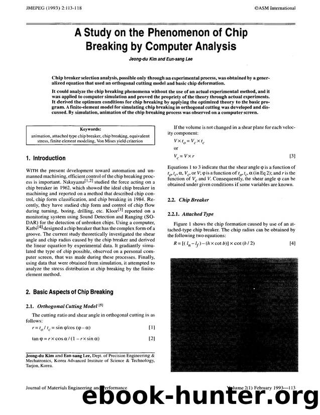 A Study on the phenomenon of chip breaking by computer analysis by Unknown