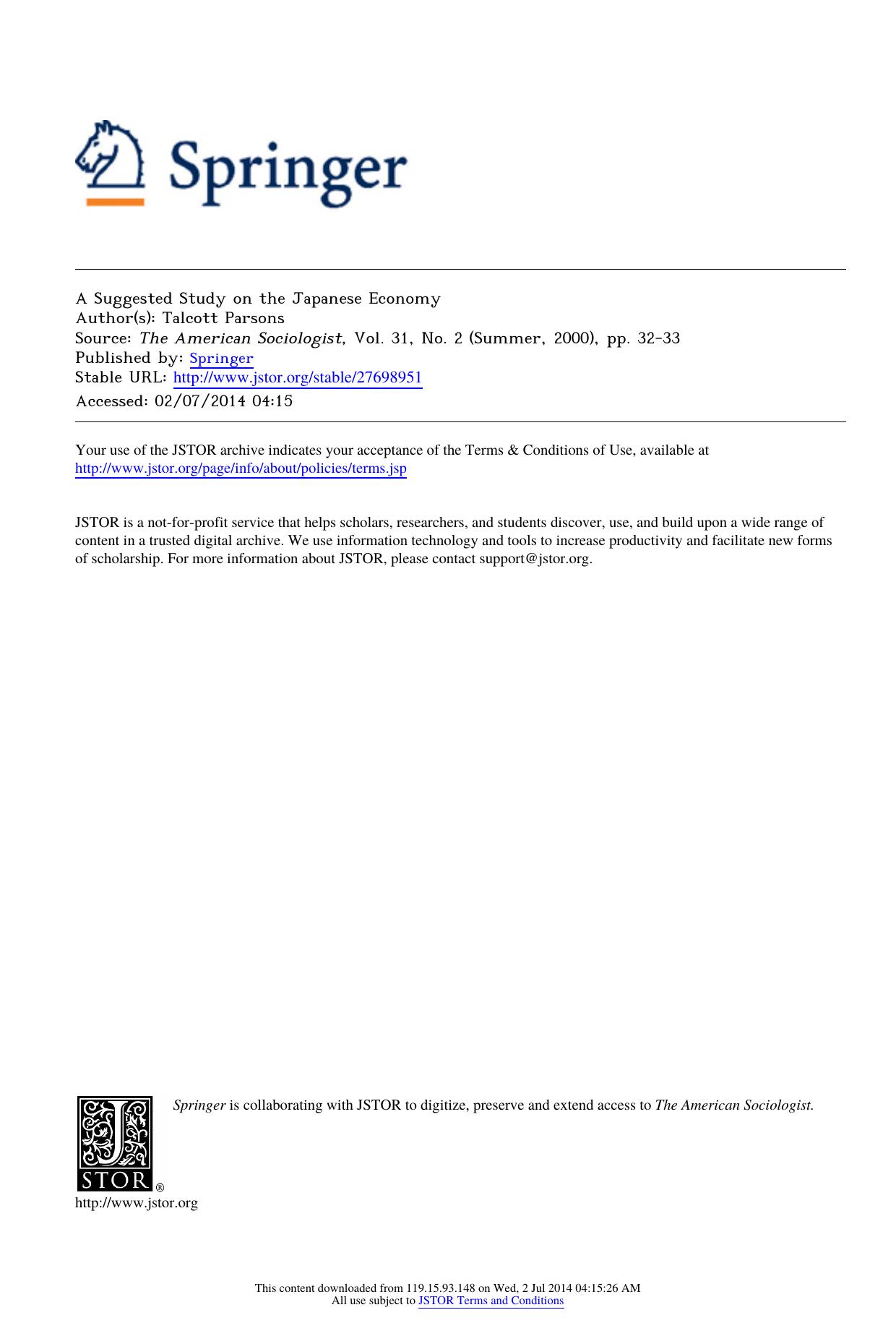A Suggested Study on the Japanese Economy by A Suggested Study on the Japanese Economy