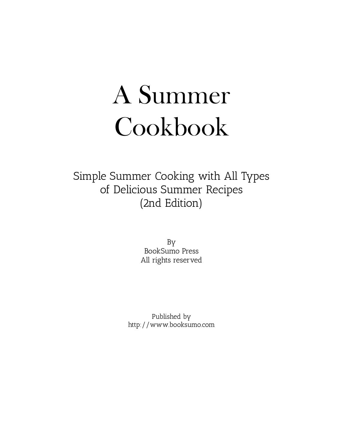 A Summer Cookbook by Unknown