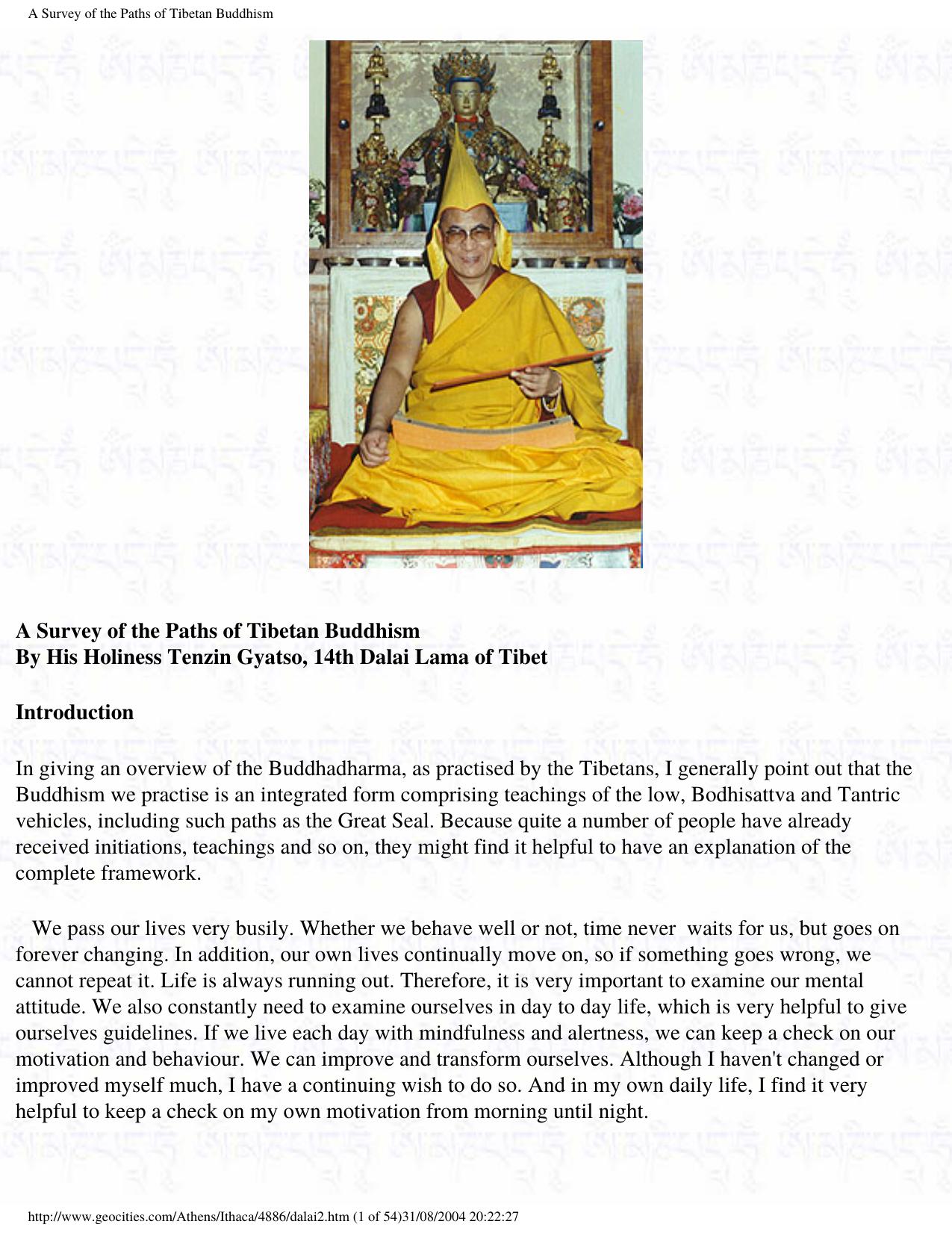 A Survey of the Paths of Tibetan Buddhism by Unknown
