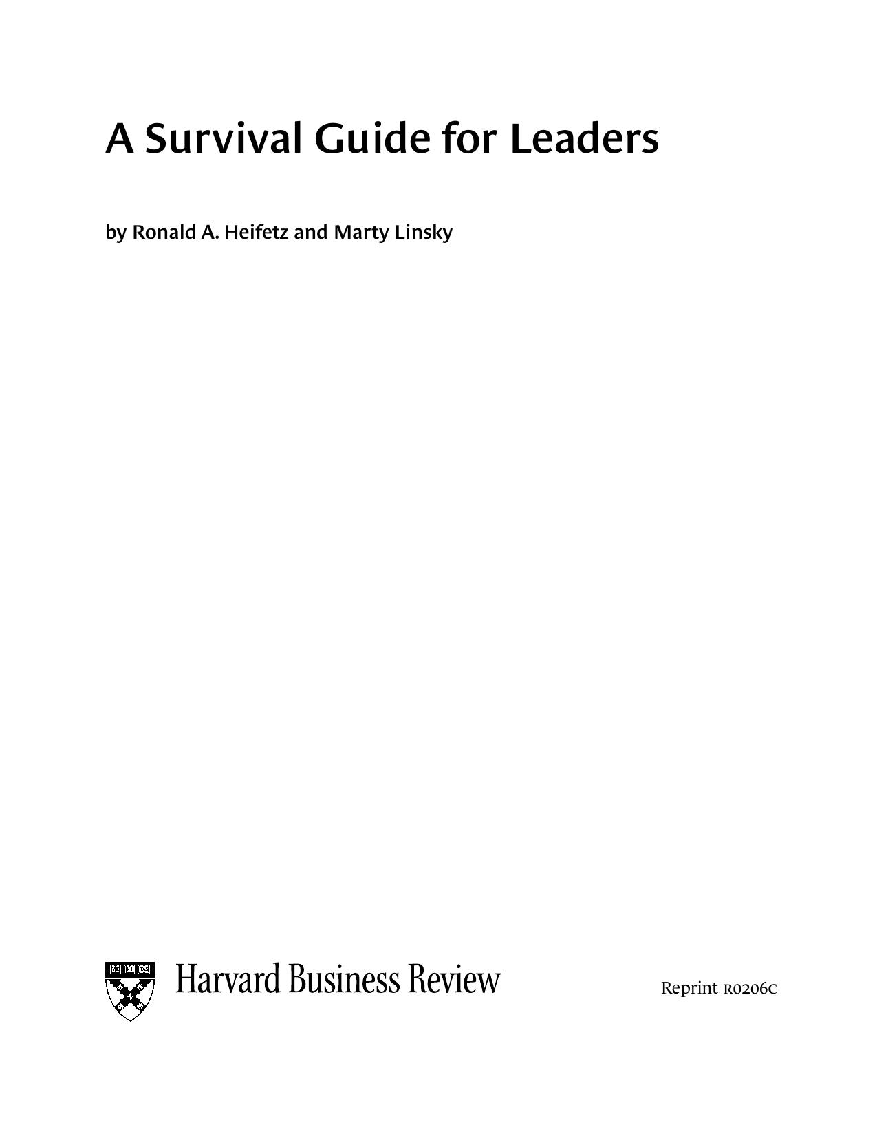 A Survival Guide for Leaders by Unknown