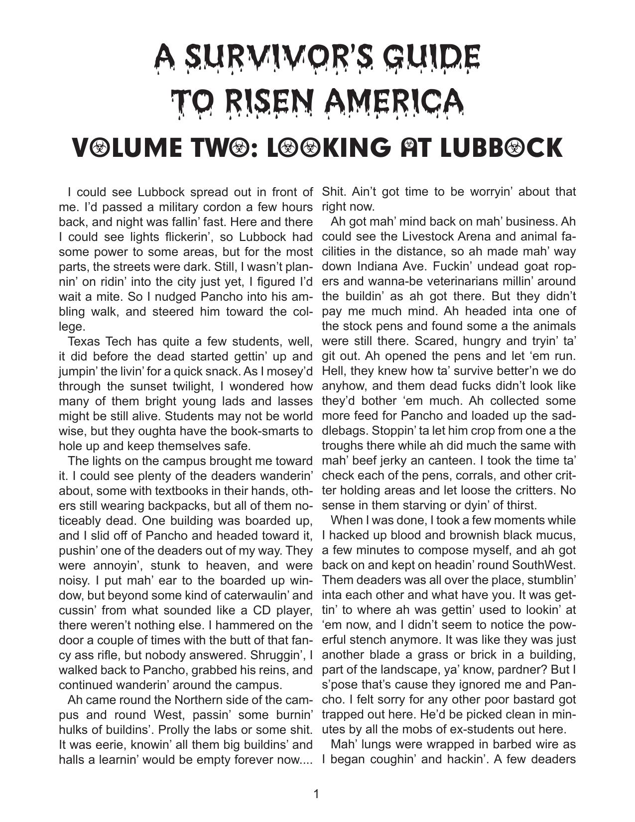 A Survivors Guide to Risen America, Issue 1: Looking at Lubbock by UKG Publishing