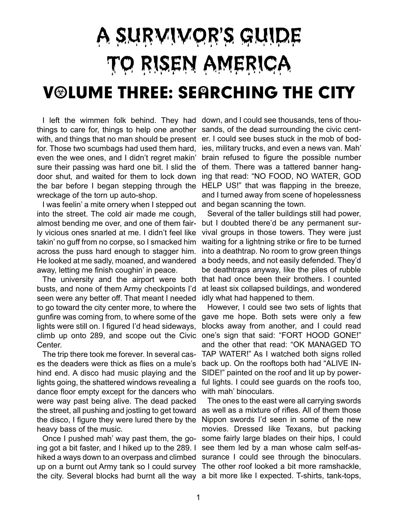 A Survivors Guide to Risen America, Issue 2: Searching the City by UKG Publishing