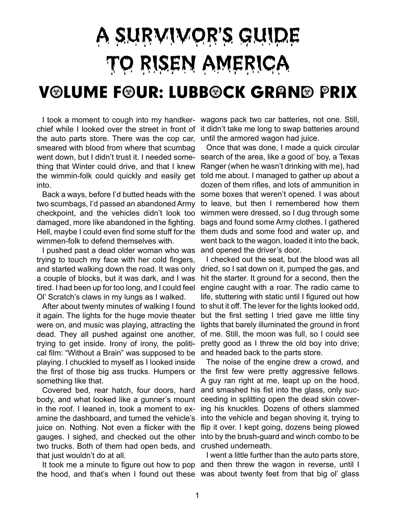 A Survivors Guide to Risen America, Issue 3: Lubbock Grand Prix by UKG Publishing