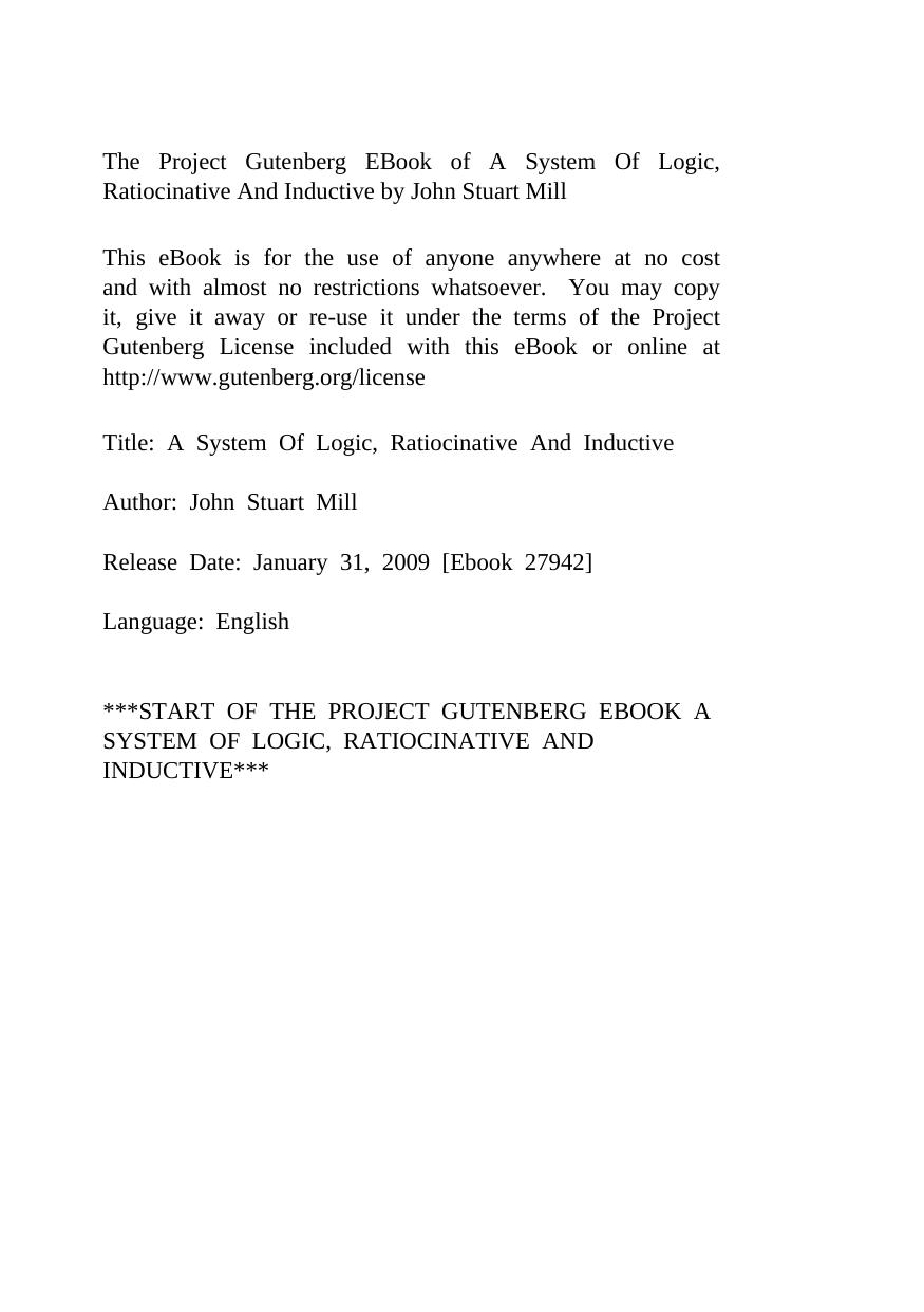 A System Of Logic, Ratiocinative And Inductive by John Stuart Mill
