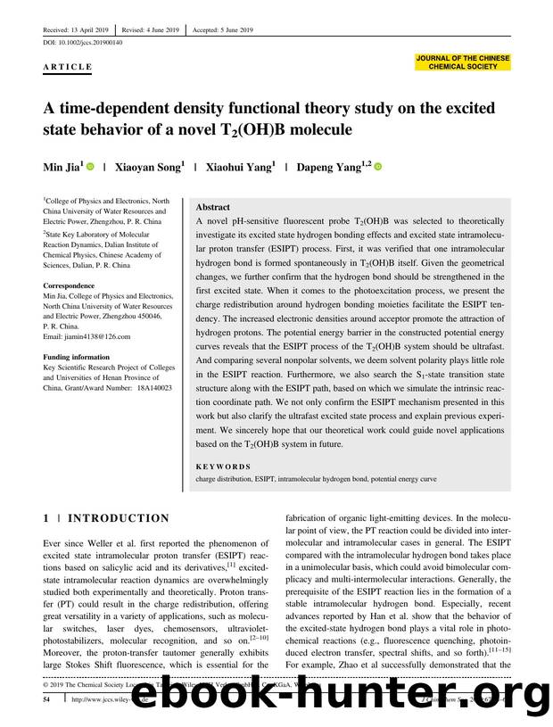 A TDDFT study about the excited state behavior for a novel T2(OH)B molecule by Unknown