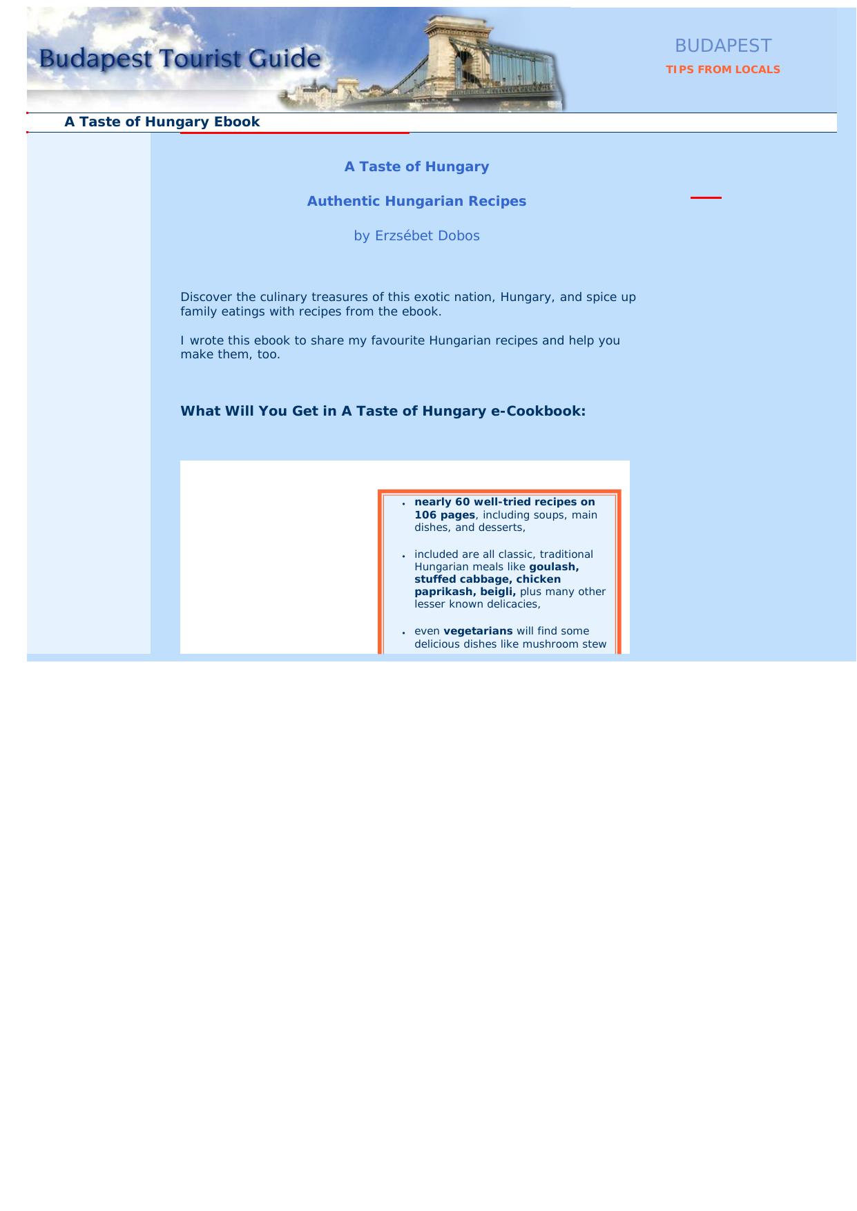 A Taste Of Hungary - Collection Of Authentic Recipes. by Best of Kuszter's Collection