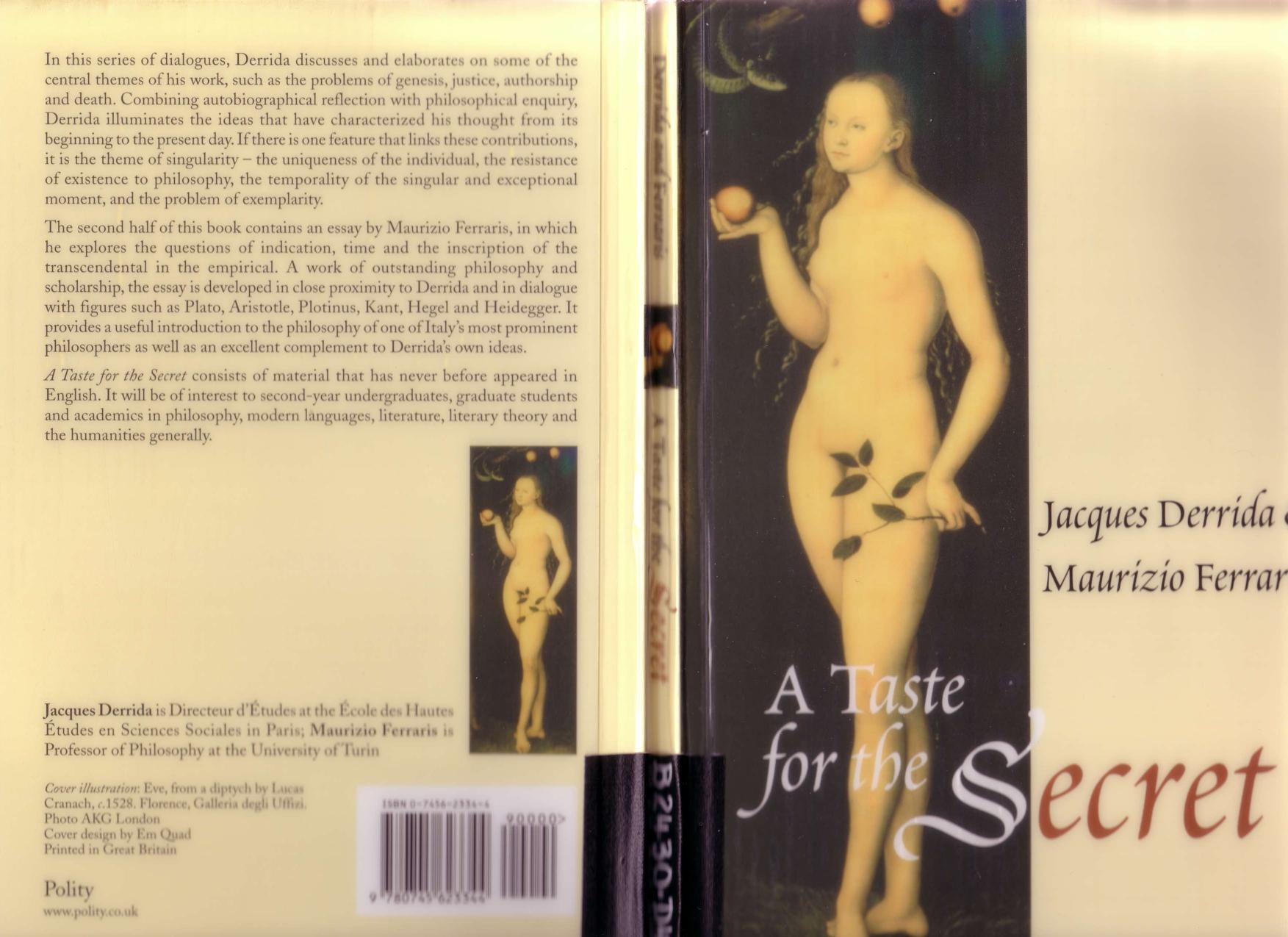A Taste for the Secret by Jacques Derrida Maurizio Ferraris
