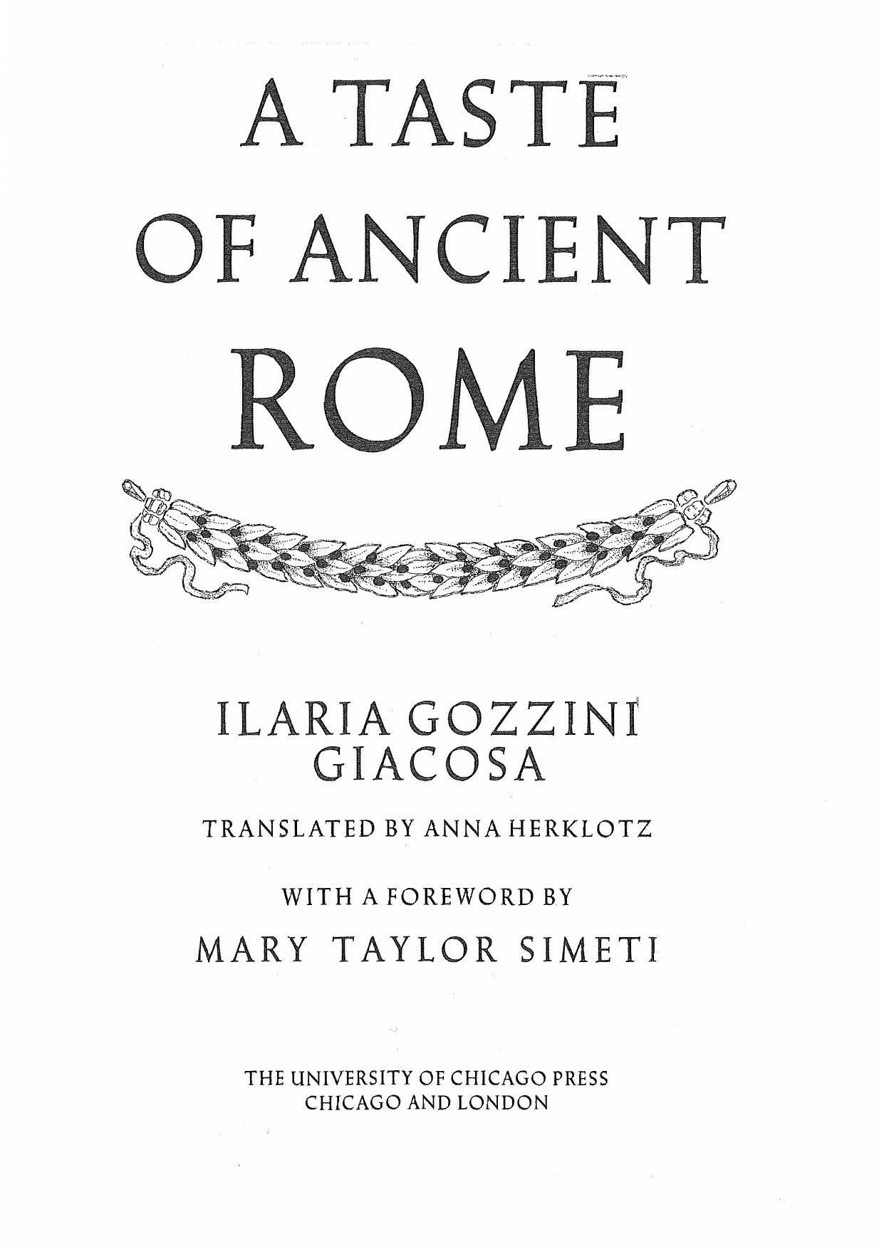 A Taste of Ancient Rome by Ilaria Gozzini Giacosa; Anna Herklotz