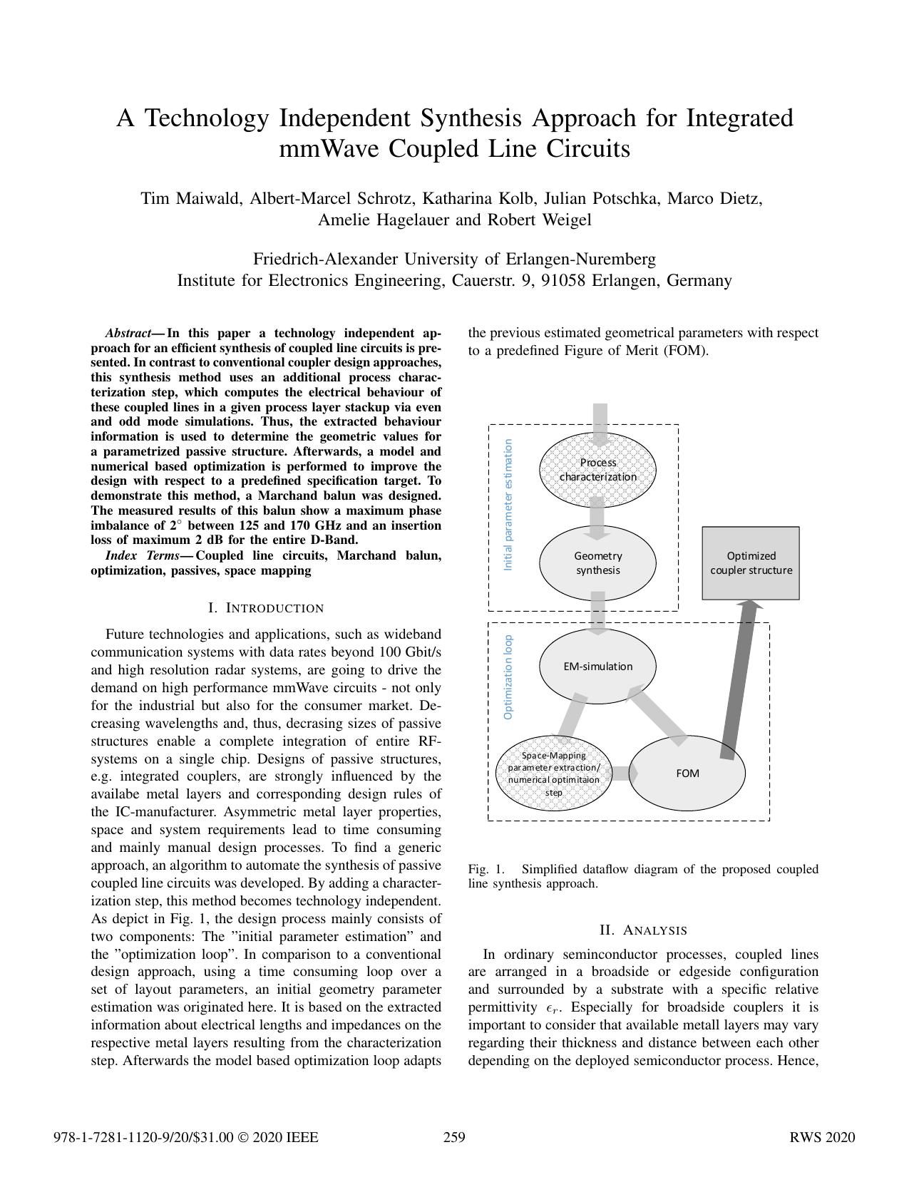 A Technology Independent Synthesis Approach for Integrated mmWave Coupled Line Circuits by unknow