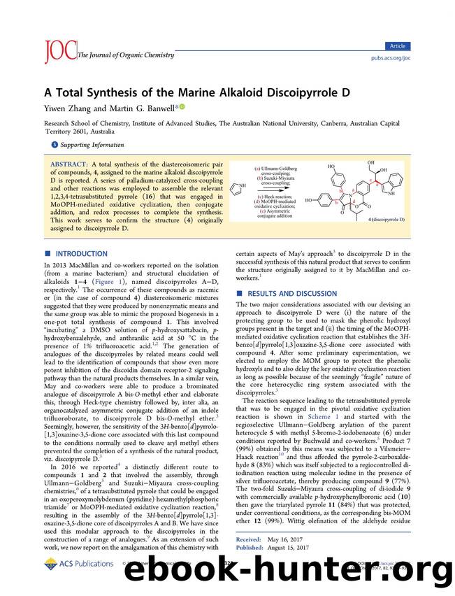 A Total Synthesis of the Marine Alkaloid Discoipyrrole D by Yiwen Zhang & Martin G. Banwell