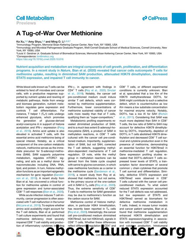 A Tug-of-War Over Methionine by Ke Xu & Amy Shyu & Ming O. Li