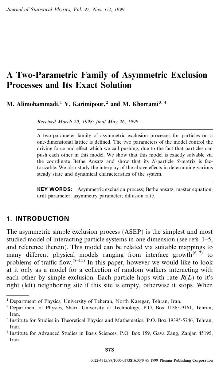 A Two-Parametric Family of Asymmetric Exclusion Processes and Its Exact Solution by Unknown