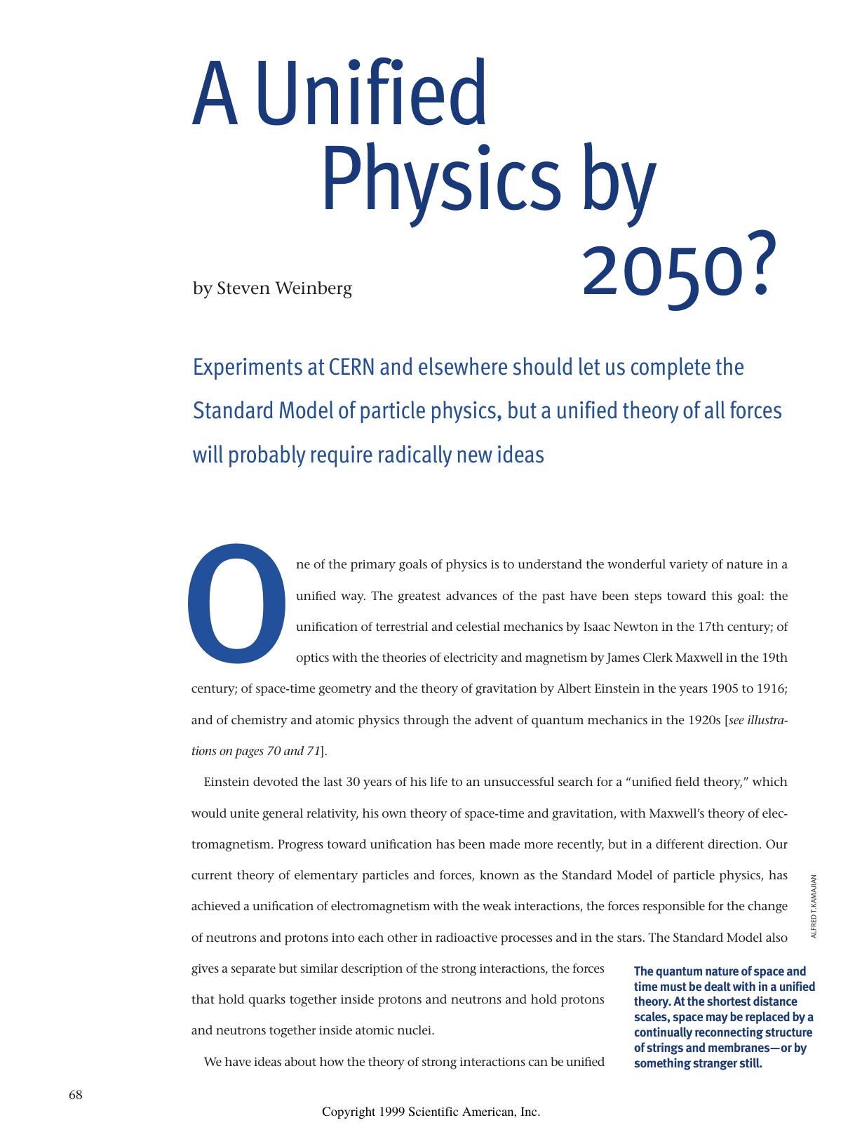 A Unified Physics by 2050 (1999) by Unknown