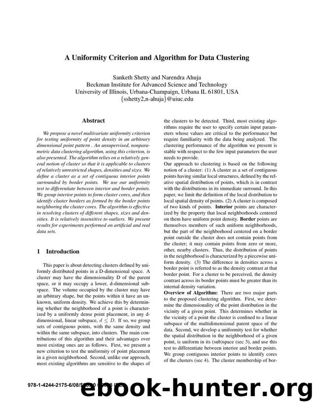 A Uniformity Criterion and Algorithm for Data Clustering by 