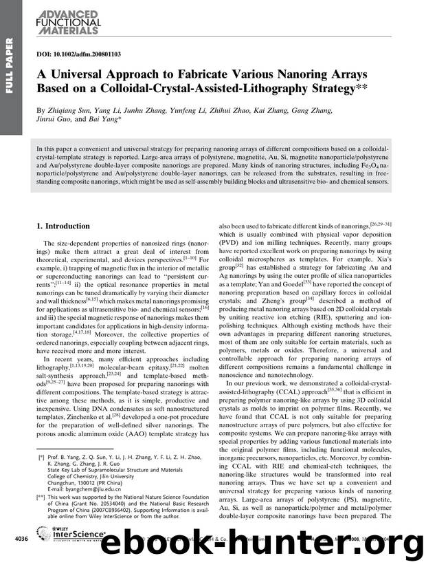 A Universal Approach to Fabricate Various Nanoring Arrays Based on a Colloidal-Crystal-Assisted-Lithography Strategy by Unknown