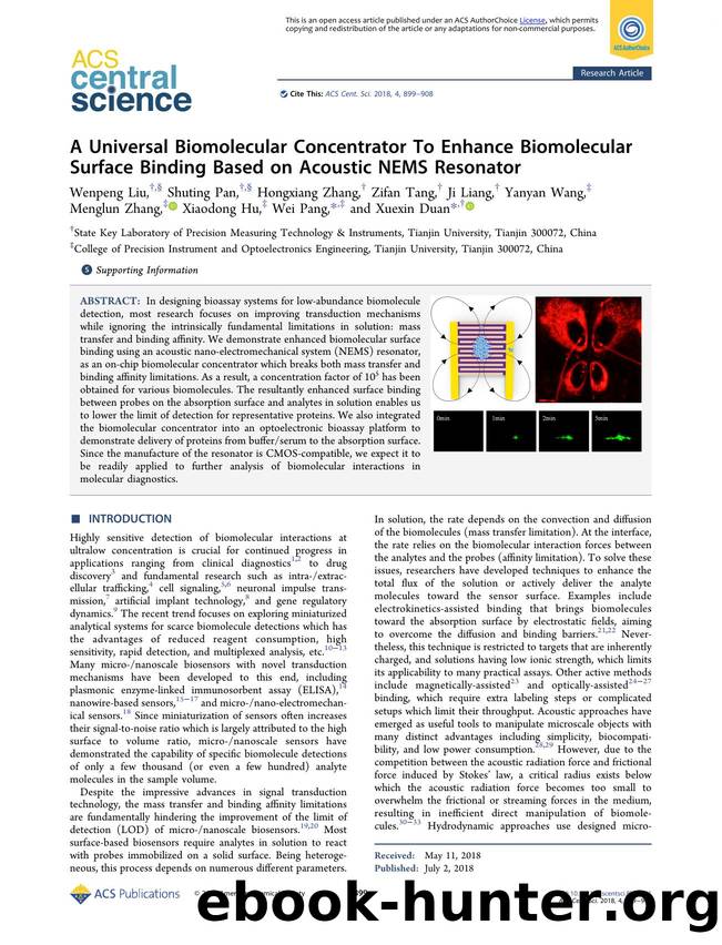 A Universal Biomolecular Concentrator To Enhance Biomolecular Surface Binding Based on Acoustic NEMS Resonator by unknow