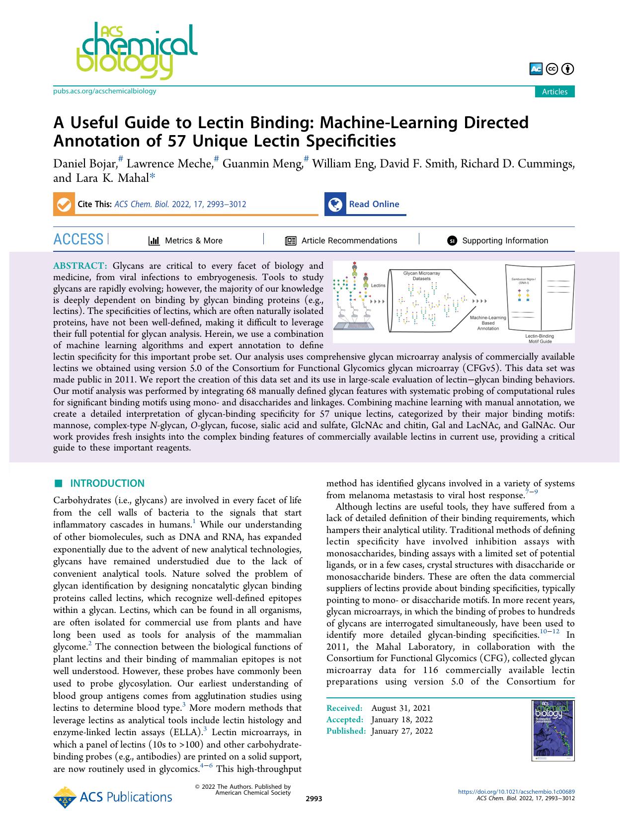 A Useful Guide to Lectin Binding: Machine-Learning Directed Annotation of 57 Unique Lectin Specificities by unknow