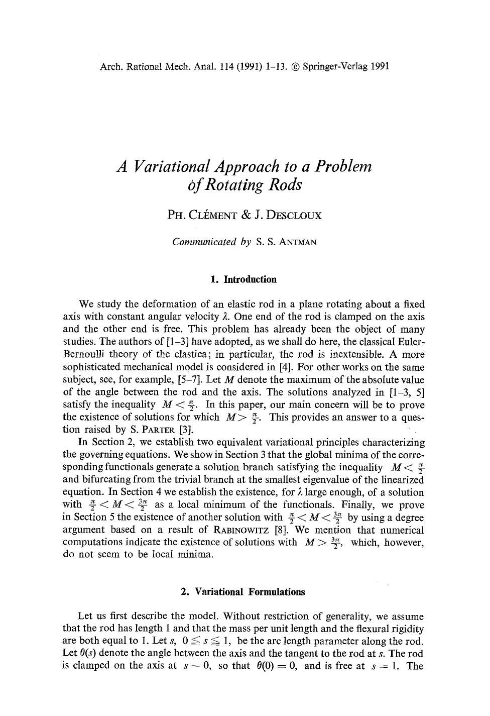 A Variational approach to a problem of rotating rods by Unknown