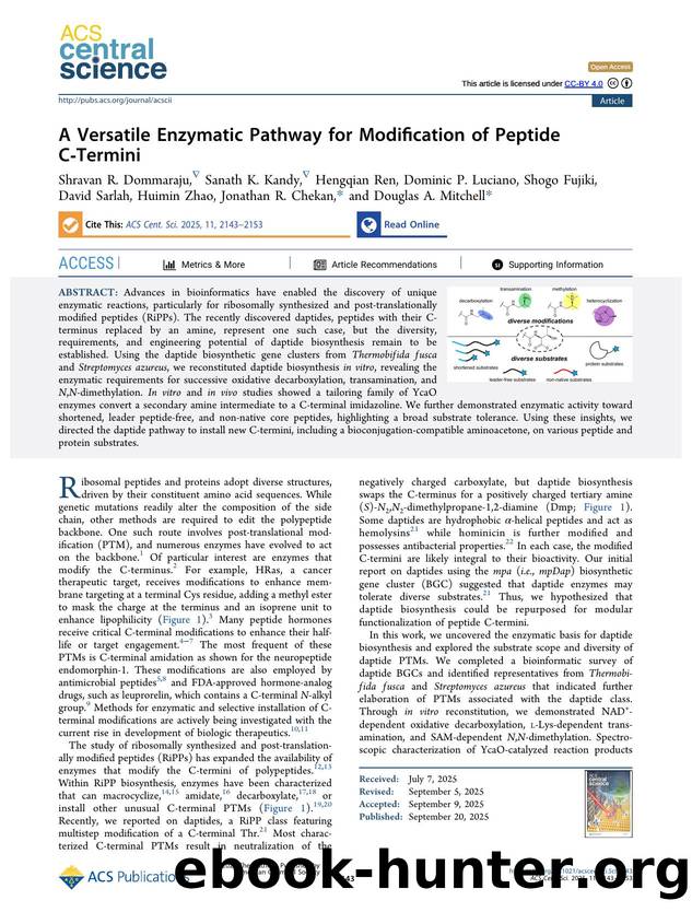 A Versatile Enzymatic Pathway for Modification of Peptide C-Termini by unknow