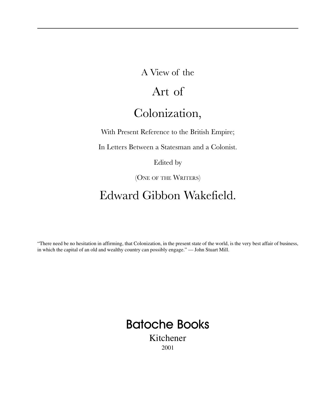 A View of the Art of Colonization by Edward Gibbon Wakefield