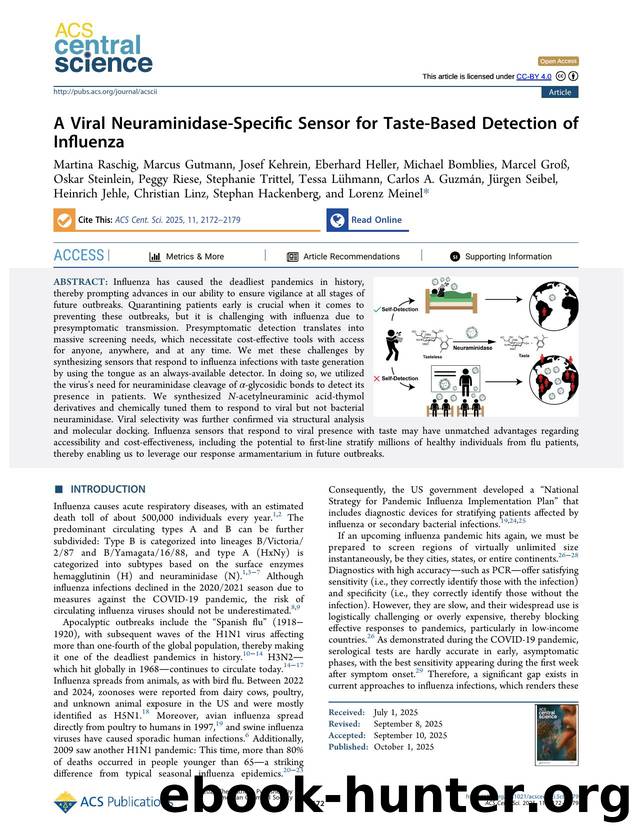 A Viral Neuraminidase-Specific Sensor for Taste-Based Detection of Influenza by unknow