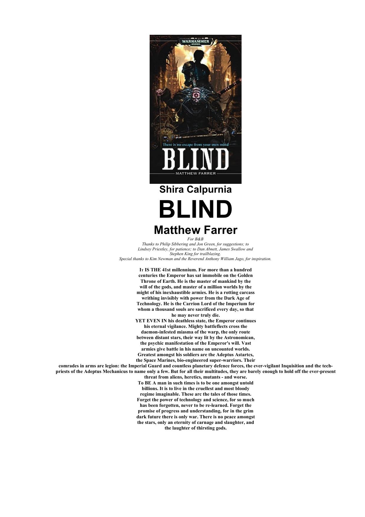 A WARHAMMER 40,000 NOVEL by Blind (Shira Calpurnia Book 3)