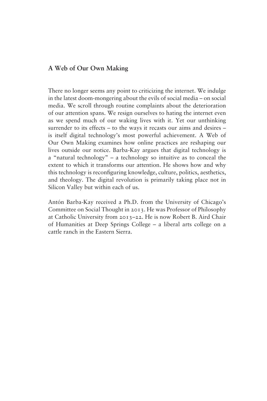 A Web of Our Own Making: The Nature of Digital Formation by Antón Barba-Kay