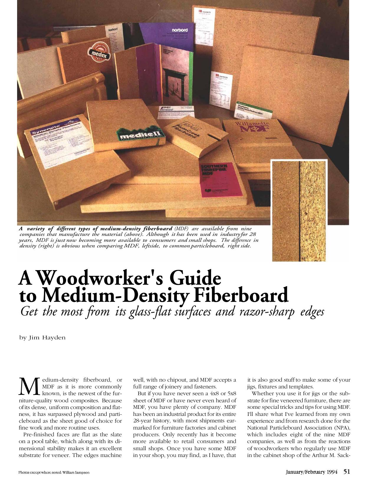 A Woodworker's Guide to Medium-Density Fiberboard by Jim Hayden