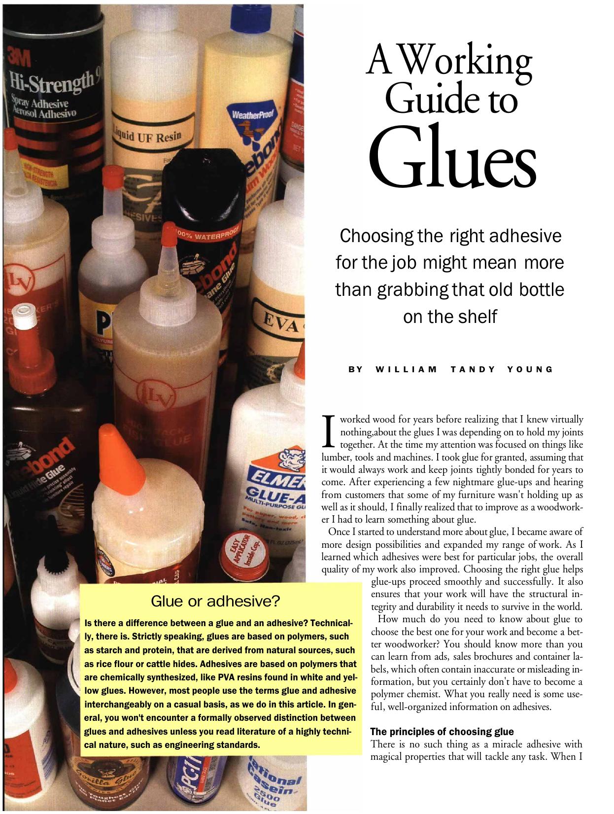 A Working Guide to Glues by William Tandy Young
