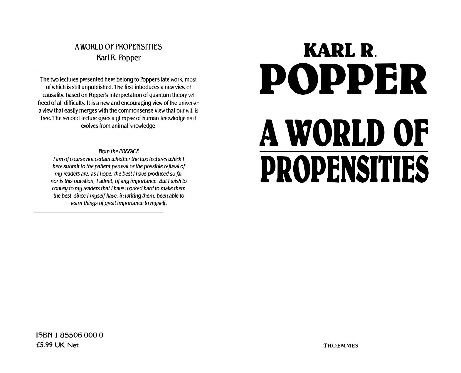 A World of Propensities by Karl Raimund Popper