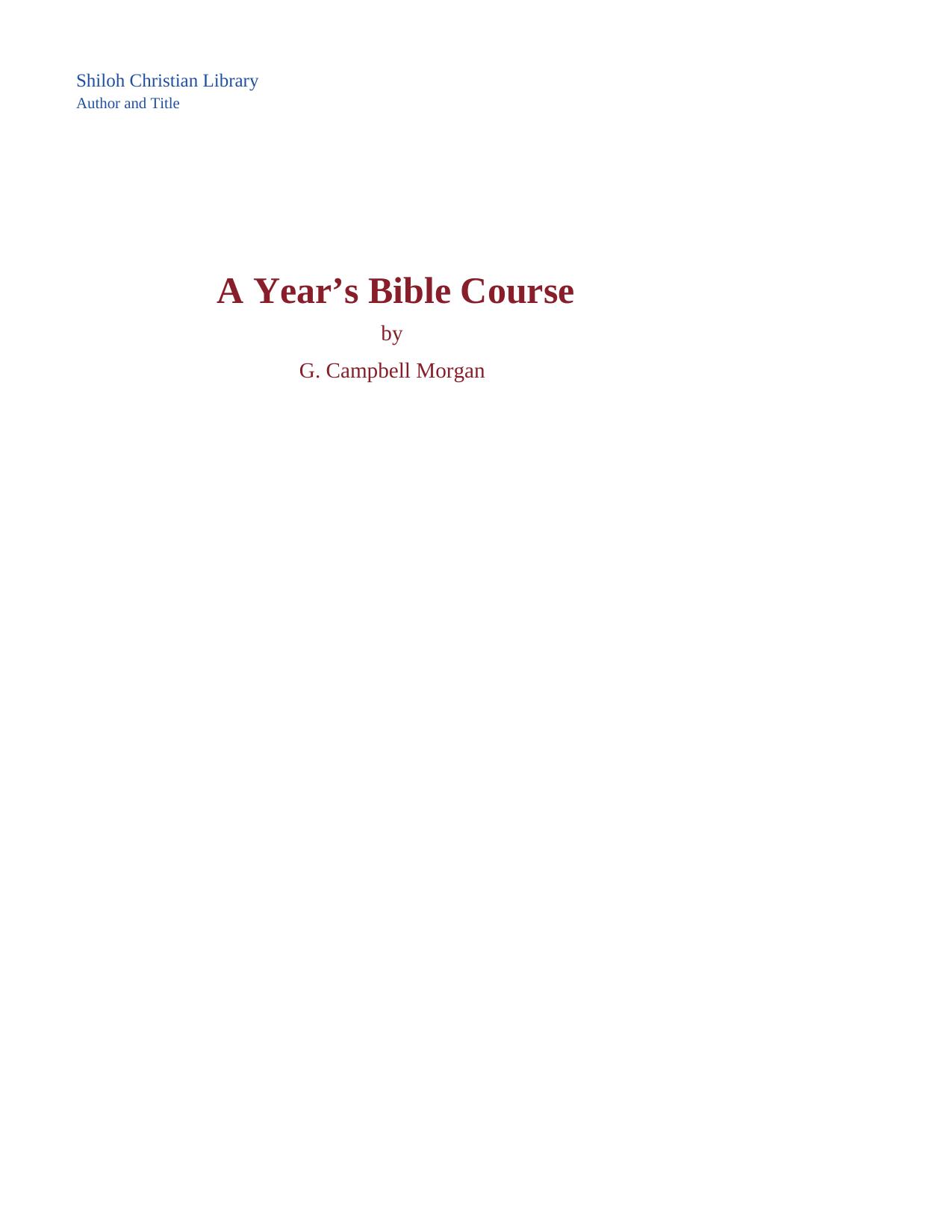 A Years Bible Course by Unknown