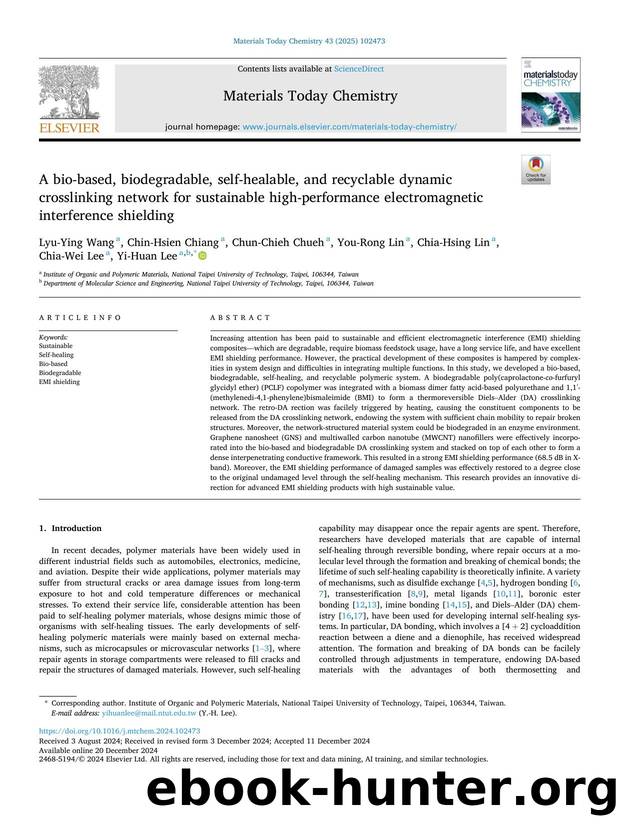 A bio-based, biodegradable, self-healable, and recyclable dynamic crosslinking network for sustainable high-performance electromagnetic interference shielding by Lyu-Ying Wang