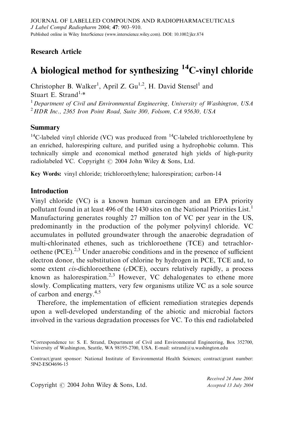 A biological method for synthesizing 14C-vinyl chloride by Unknown